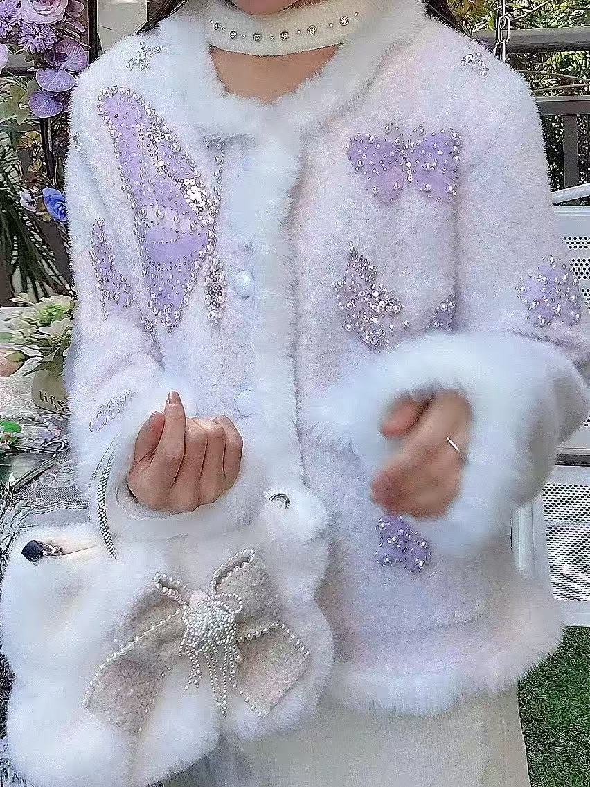 Luxury Style Pearls Beads Stit - огляд і ціна Wool Coat Peacoat