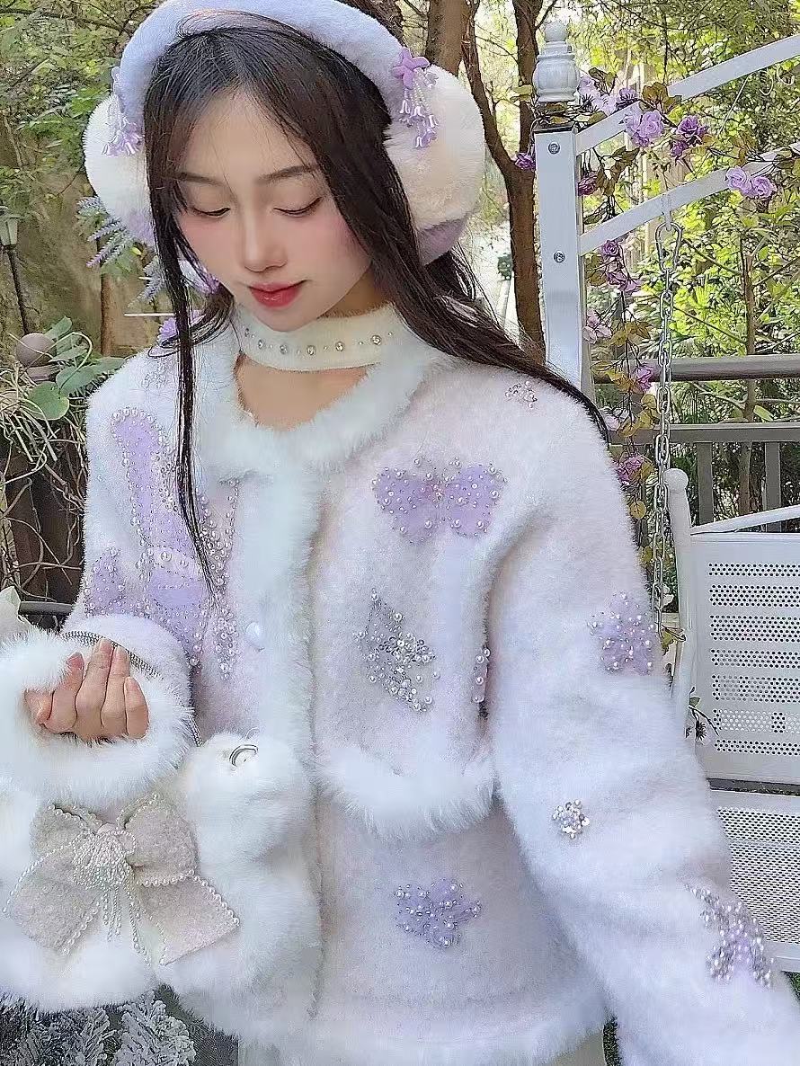 Luxury Style Pearls Beads Stit - огляд і ціна Wool Coat Peacoat